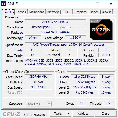 AMD Ryzen Threadripper 1950X - podkręcanie