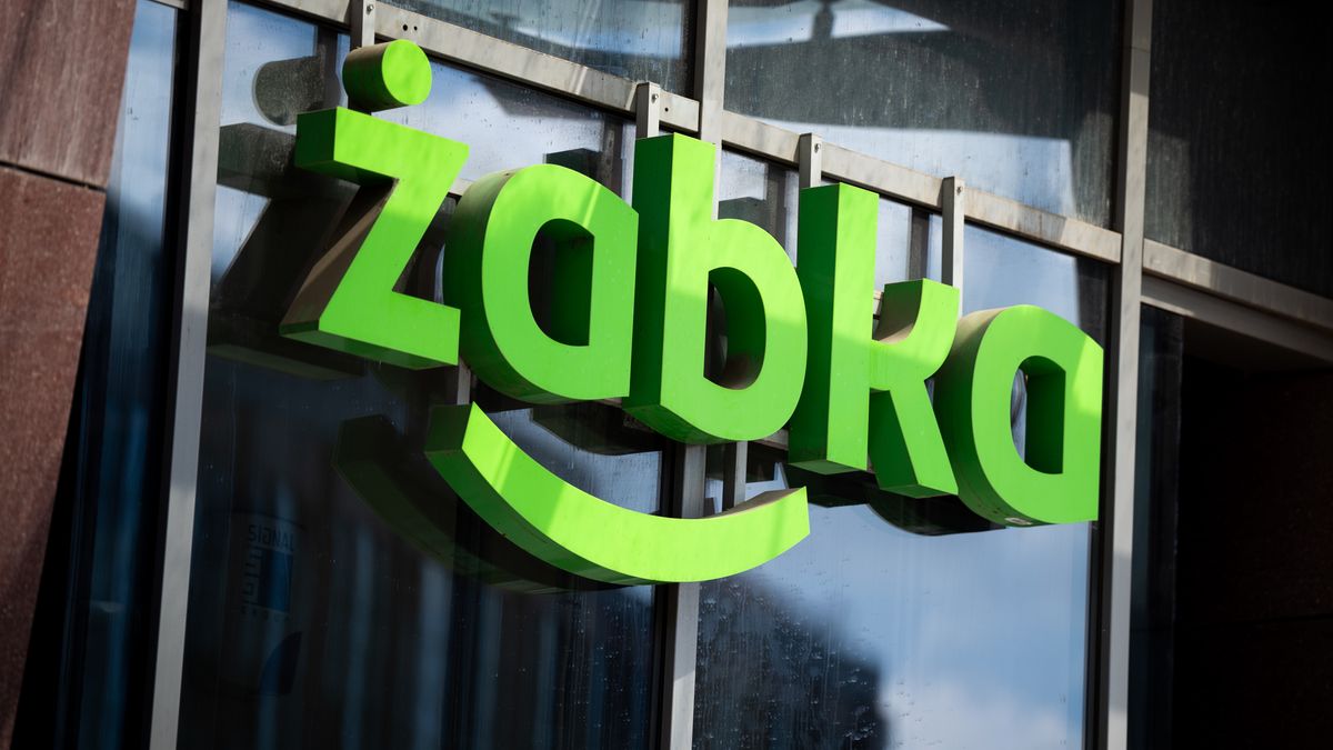 A Zabka shop signboard with the store brand logo is seen in Wroclaw, Poland, on May 27, 2026. Zabka, meaning 'little frog' in Polish, is a chain of popular small convenience grocery stores in Poland. (Photo by Marcin Golba/NurPhoto via Getty Images)