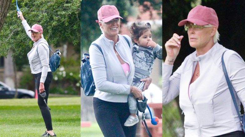 Brigitte Nielsen na spacerze z córką