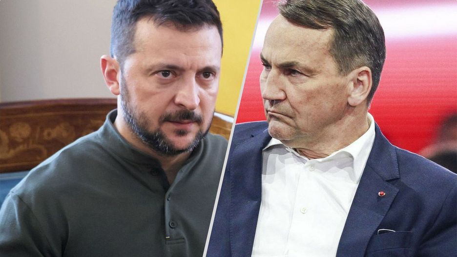 Prezydent Wołodymyr Zełenski i minister Radosław Sikorski