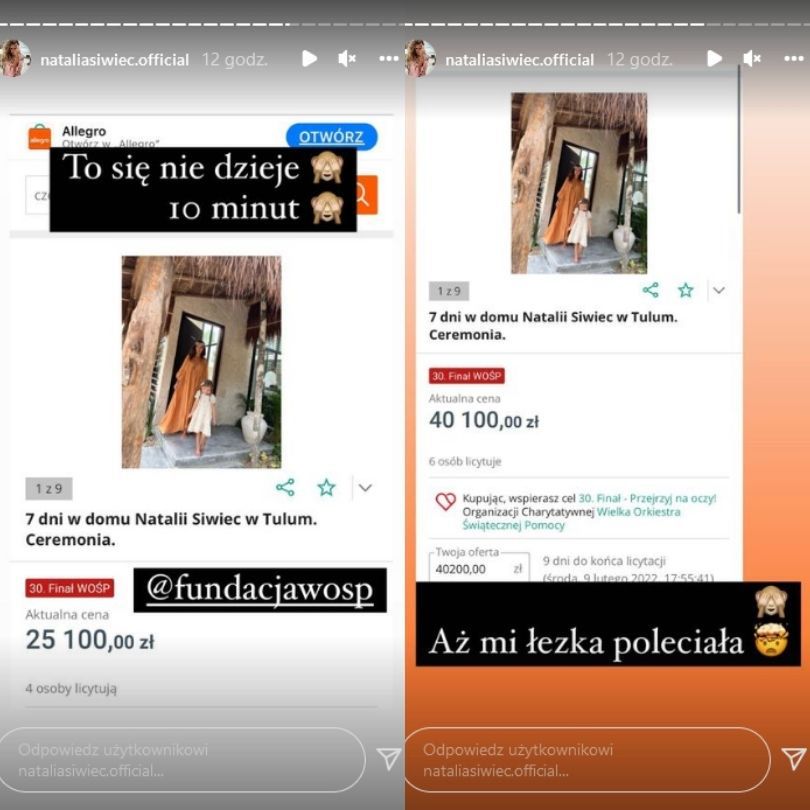 Natalia Siwiec wspiera WOŚP, wystawiając na aukcję pobyt w Tulum