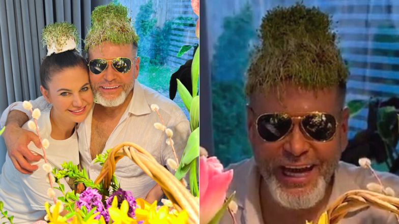 Krzysztof Rutkowski nadal świętuje. Złożył życzenia z rzeżuchą na głowie