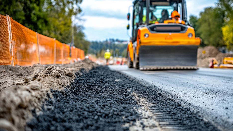 Road construction with asphalt roller and safety barriers on a highway projectroad, construction, asphalt, roller, highway, machinery, equipment, safety, barriers, worker, site, development, paving, orange, helmet, dirt, ground, outdoors, environment, infrastructure, industrial, engineering, vehicle, maintenance, progress, surface, transport, industry, build, rural, project, landscape, job, team, operation, technology, planning, crew, speed, gravel, renovation, upgrade, roadway, improvement, road, construction, asphalt, roller, highway, machinery, equipment, safety, barriers, worker, site, development, paving, orange, helmet, dirt, ground, outdoors, environment, infrastructure, industrial, engineering, vehicle, maintenance, progress, surface, transport, industry, build, rural, project, landscape, job, team, operation, technology, planning, crew, speed, gravel, renovation, upgrade, roadway, improvement