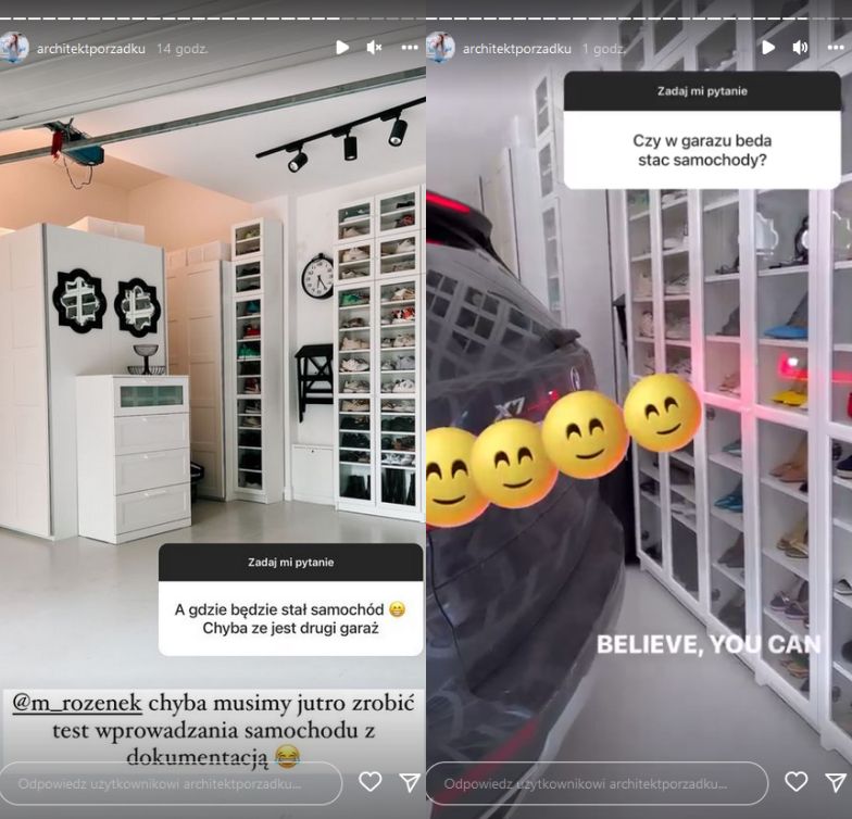 Małgorzata Rozenek zorganizowała garderobę na buty w garażu