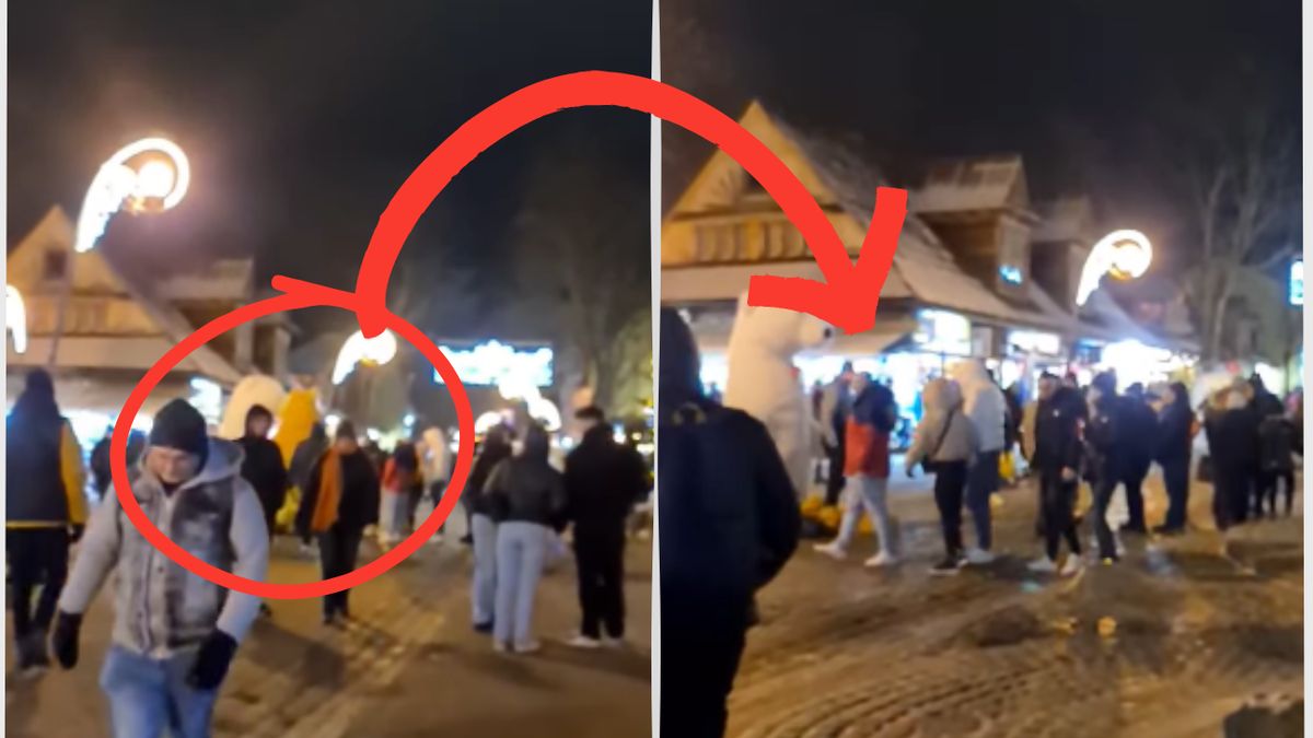Mężczyzna w stroju żółtego misia nagle zrzucił przebranie