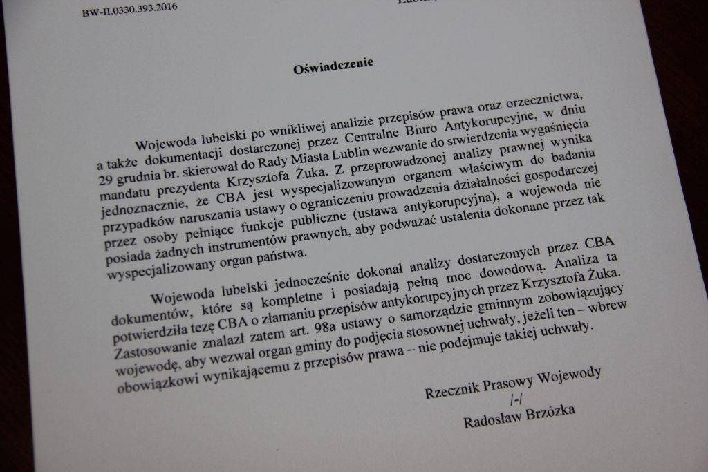 wezwanie do rady miasta lublin krzysztof żuk