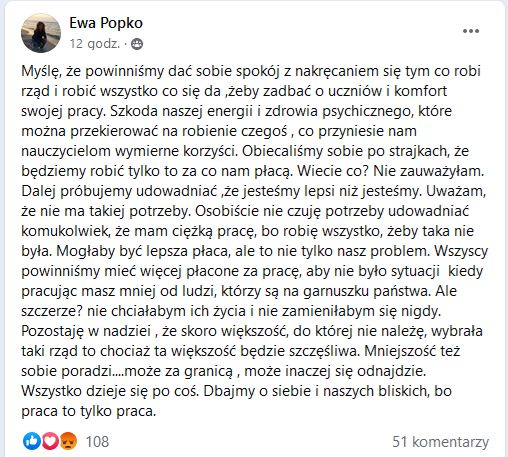Nauczycielka czuje rezygnację