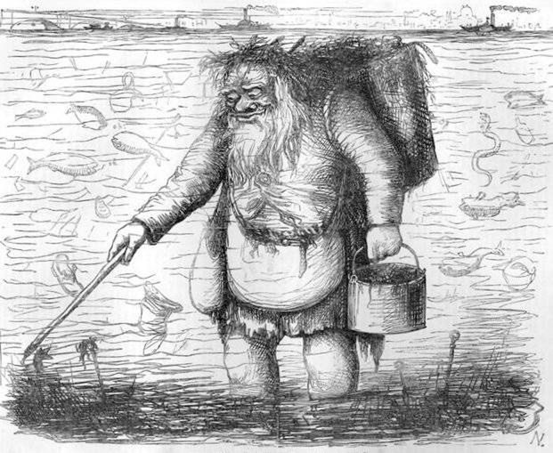 Dirty father Thames (z ang. Brudny ojciec Tamiza), rysunek satyryczny