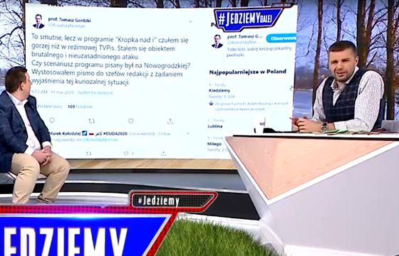 W „#Jedziemy” w TVP Info pokazano tweet podszywający się pod marszałka Senatu. Rachoń: padliśmy ofiarą trollingu, przepraszamy