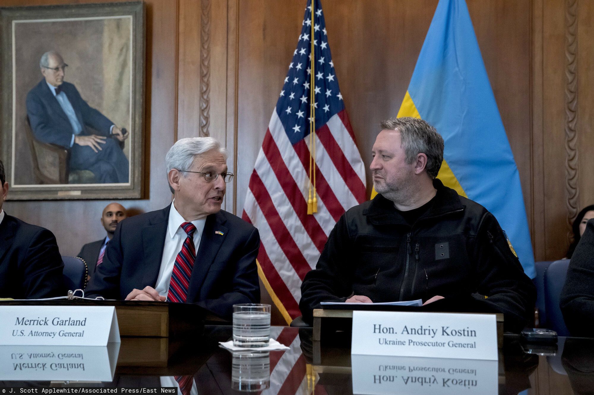Temporary
Attorney General Merrick Garland meets with Ukrainian Prosecutor General Andriy Kostin, at the Justice Department in Washington, Friday, Feb. 3, 2023. (AP Photo/J. Scott Applewhite)
J. Scott Applewhite