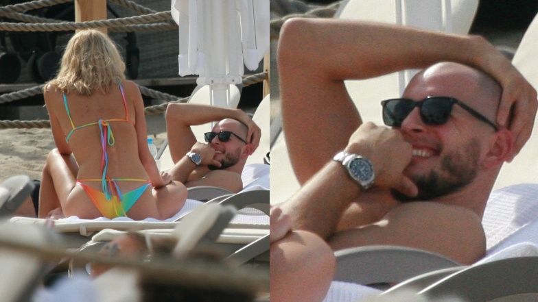 Bartosz Kurek z żoną opalają się w Sopocie