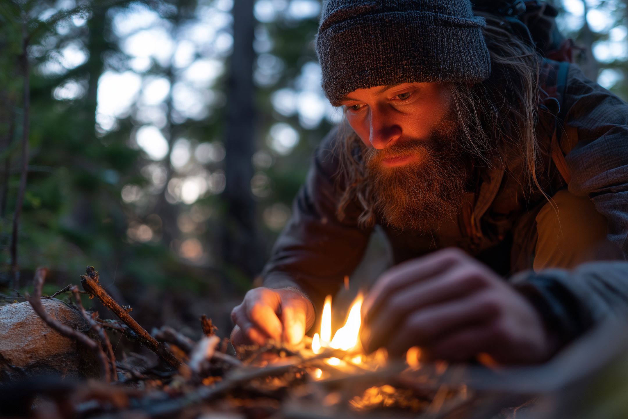 Solo hiker starting a fire with flint in the wilderness at dusk, small flames catching on dry tinder, focused expression, survival setting, cinematic lighting, ultra-realistic image --ar 3:2 --profile v8v2twp --v 7 Job ID: fc87e476-1490-49bd-bc06-06fc0c546943
lemon30819
hiker, survival, fire, starting, wilderness, flint, dusk, outdoors, camping, bushcraft, flames, tinder, adventure, solitude, forest, gear, sparks, backpacking, ignition, woods, trekking, rugged, nature, exploration, self, reliance, campfire, nightfall, shelter, smoke, resilience, glow, travel, determination, ember, light, focus, landscape