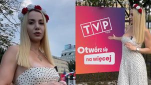 Marianna Schreiber grzmiała pod siedzibą TVP. Rosyjskie powitanie, udawany akcent i "rubelki od Putina"