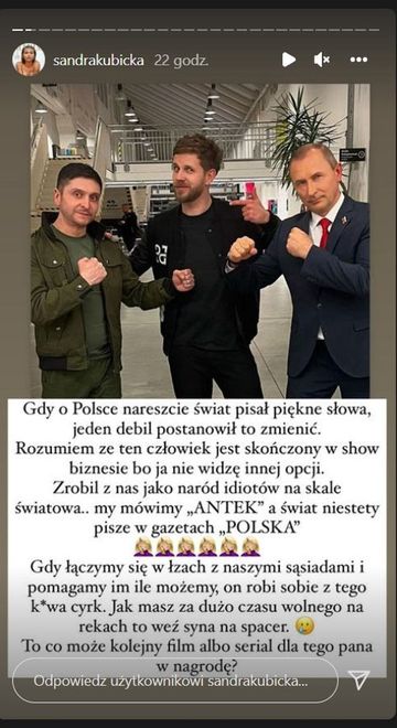 Screen z InstaStory Kubickiej