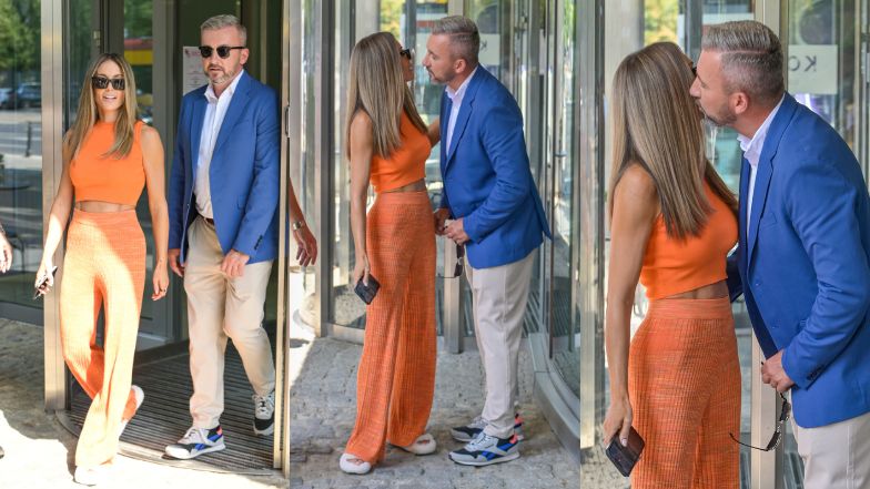 Małgorzata Rozenek i Krzysztof Skórzyński wychodzą ze studia "Dzień Dobry TVN"