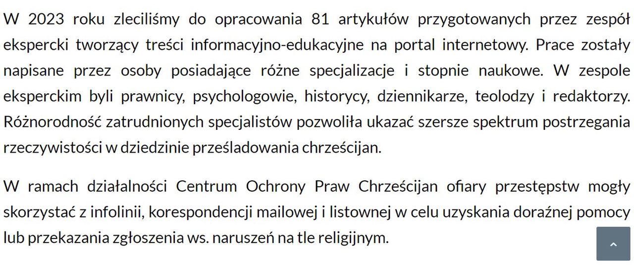 Fragment oświadczenia fundacji