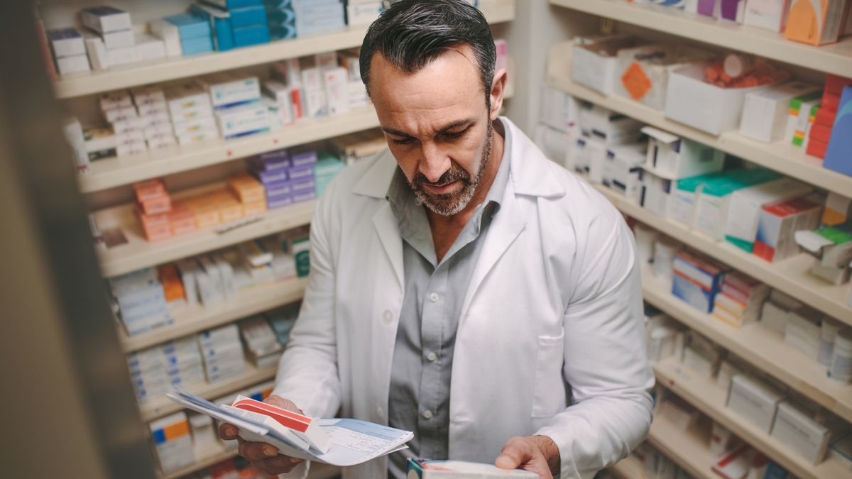 Druggist looking for some medications in pharmacy
Male pharmacist searching for medicine in pharmacy. Pharmacist holding prescription checking medicine in pharmacy.
jacoblund
caucasian ethnicity, chemist, choosing, examining, healthcare and medicine, healthy lifestyle, holding, looking, males, mature adult, mature men, medical occupation, medical supplies, medicine, men, occupation, one person, people, pharmacist, pharmacy, pill, prescription, prescription medicine, professional occupation, rack, reading, retail, sales clerk, searching, service, shelf, storage room, store, working