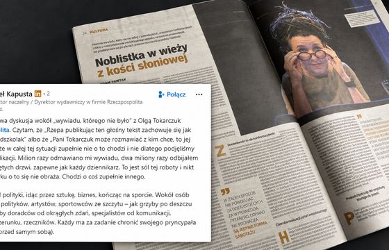 Kapusta o otoczeniu Tokarczuk: "Spin-szarlatani". Broni publikacji "Rzeczpospolitej"