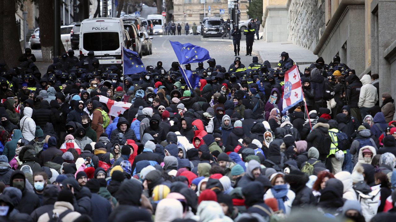 Anti-government protests on the day of the presidential elections in Georgia