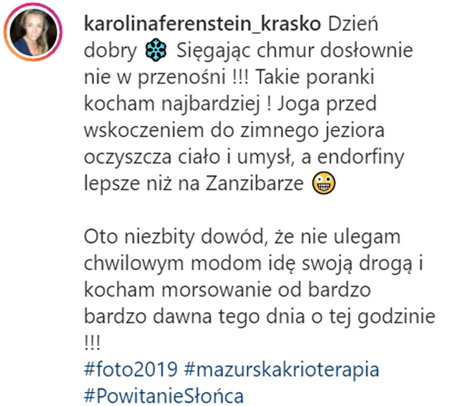 Karolina Ferenstein-Kraśko morsuje na Mazurach