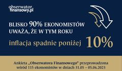 Blisko 90 procent ankietowanych ekonomistów uważa, że jeszcze w tym roku inflacja spadnie poniżej 10 procent
