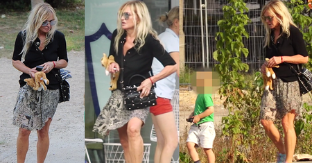 Monika Olejnik pokazuje nogi na spacerze z wnukiem