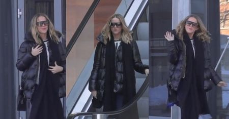 Jessica Mercedes wychodzi z budynku TVP
