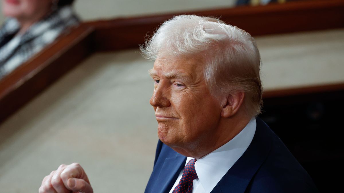 Washington, DC - March 4:  President Donald Trump addresses a joint session of Congress in the Capitol building's House chamber in Washington, D.C., on March 4, 2025.
(Photo by Tom Brenner for The Washington Post via Getty Images)