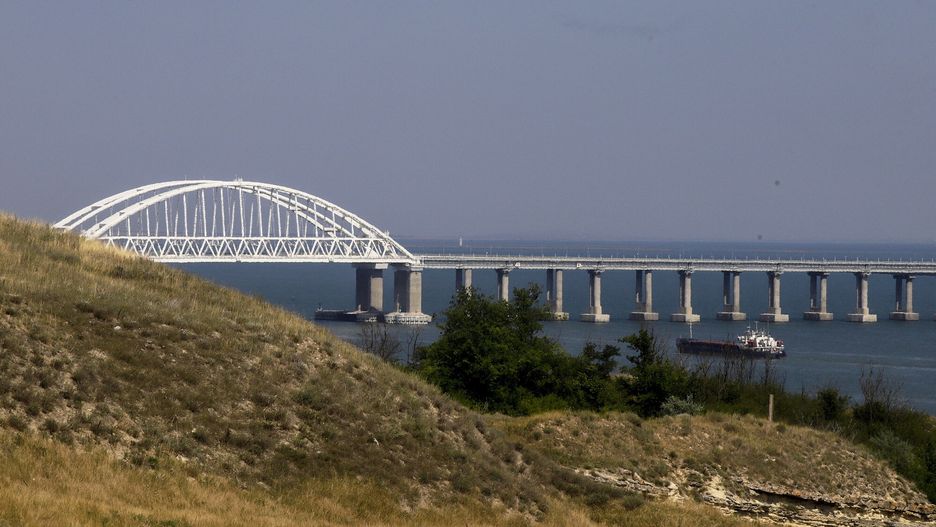 Temporary
CRIMEA - JULY 25: A cargo ship crosses the Kerch Strait as the Crimea bridge is seen behind as Russia-Ukraine war continues in Crimea on July 25, 2023. Car ferries departing from Kavkaz Port of Krasnodar to the Kerch Strait, where the Crimean bridge, where the attacks were carried out recently, attract great attention. Stringer / Anadolu Agency/ABACAPRESS.COM
AA/ABACA