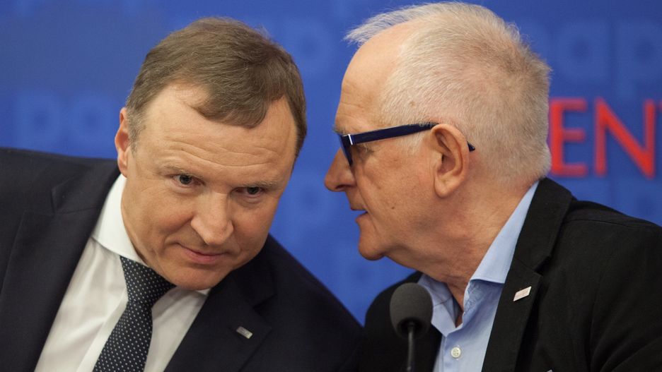 Były prezes TVP Jacek Kurski oraz przewodniczący RMN Krzysztof Czabański