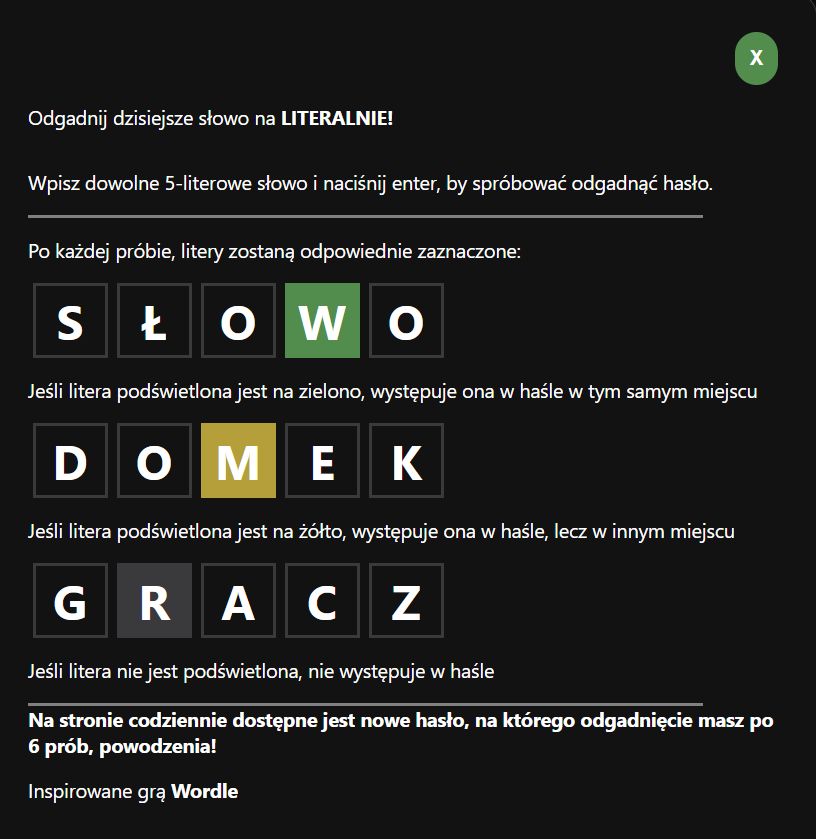 Polska wersja Wordle, Literalnie.fun