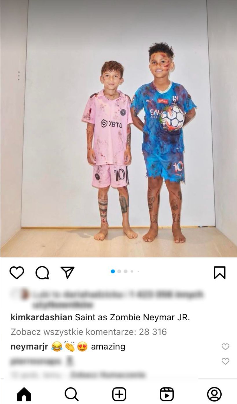 Neymar docenił halloweenowe przebranie siedmioletniego syna Kim Kardashian