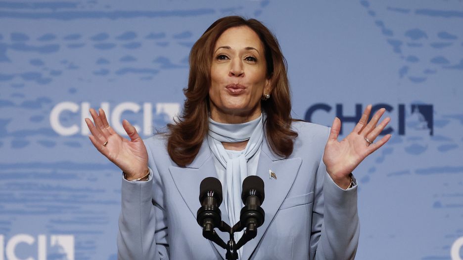 WASHINGTON, DC - SEPTEMBER 18: Democratic presidential nominee, U.S. Vice President Kamala Harris delivers remarks at the Congressional Hispanic Caucus Institute's 47th Annual Leadership Conference at the Ronald Reagan Building and International Trade Center on September 18, 2024 in Washington, DC. Harris spoke on immigration reform and border security while criticizing Republican presidential candidate former President Donald Trump's plan to carry out mass deportation of immigrants.  (Photo by Kevin Dietsch/Getty Images)