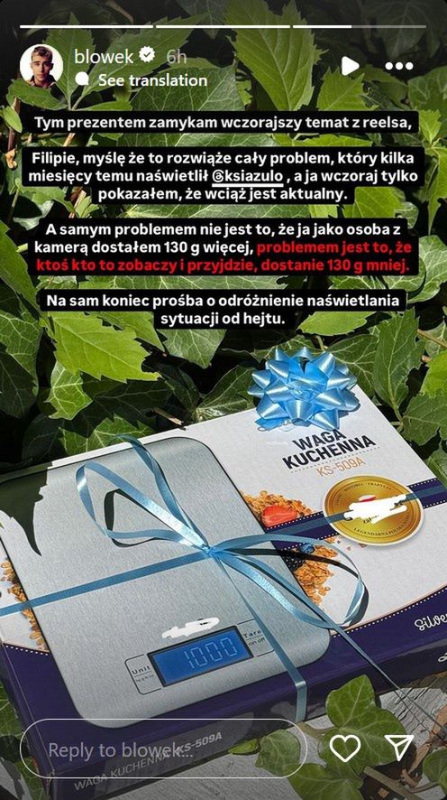 Blowek skomentował zaczepkę Filipa Chajzera