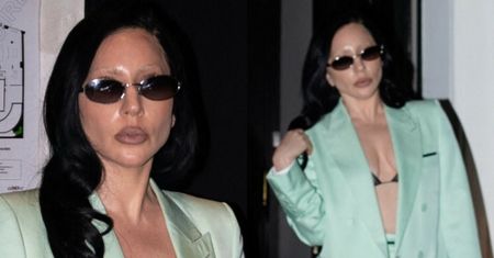 Odmieniona Lady Gaga w garniturze świeci stanikiem na ulicach Paryża. Fajna z niej biurwa?