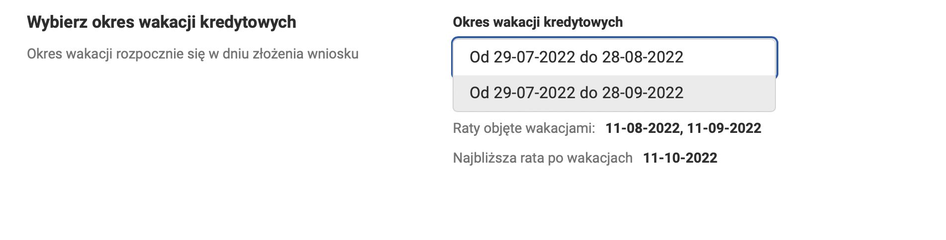 Wakacje kredytowe 2022