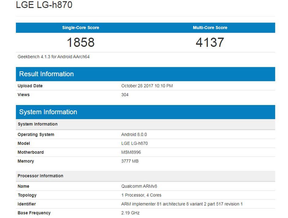 LG G6 z Androidem 8.0 Oreo