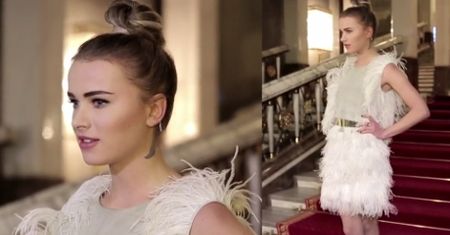 "Pierzasta" Maffashion pozuje na schodach