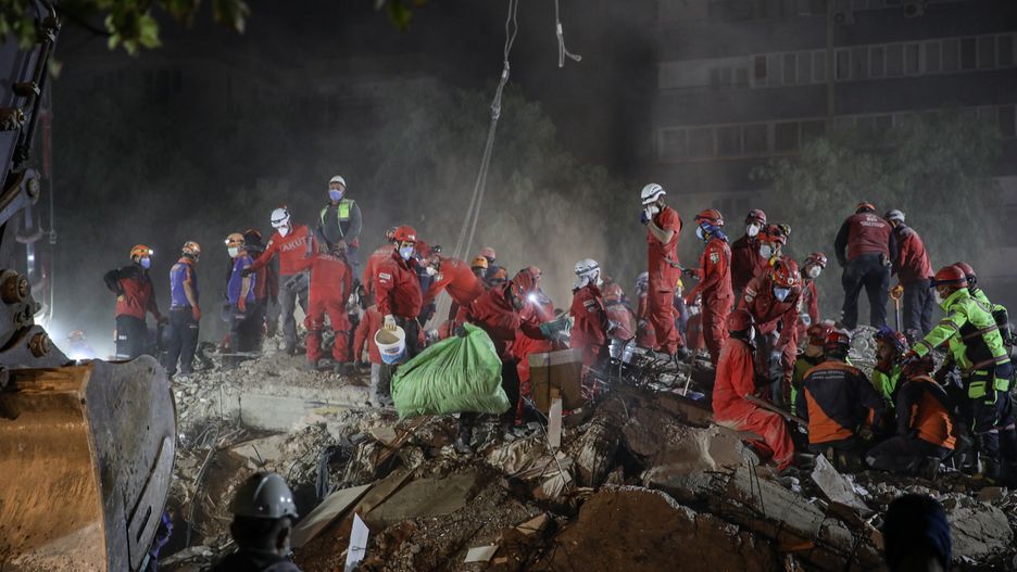 Search and rescue continue after strong quake rattles Izmir, Turkey on November 2, 2020. (Photo by Cem Tekkesinoglu/NurPhoto via Getty Images)