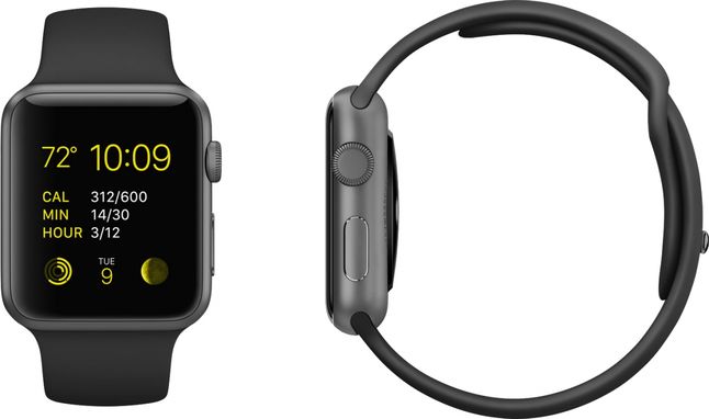 Apple Watch w kolorze Space Gray z czarnym paskiem