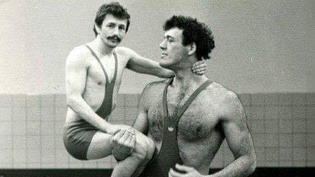 Zapaśnicy Adam Sandurski i Jan Falandys w 1980