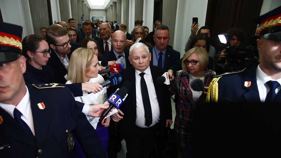 WARSAW, POLAND - DECEMBER 11: Law and Justice party leader Jaroslaw Kaczynski is seen during the Parliament session in Warsaw, Poland on December 11, 2023. Polish President Andrzej Duda entrusted the formation of the government to the current Prime Minister Mateusz Morawiecki but his motion for a vote of confidence is expected to be rejected due to the lack of a majority. The majority of Parliament is planning to vote for Donald Tusk as the new Prime Minister later today. (Photo by Jakub Porzycki/Anadolu via Getty Images)