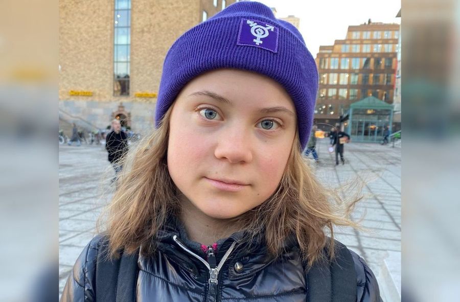 Greta Thunberg in shock. Man grabs her microphone at climate protest