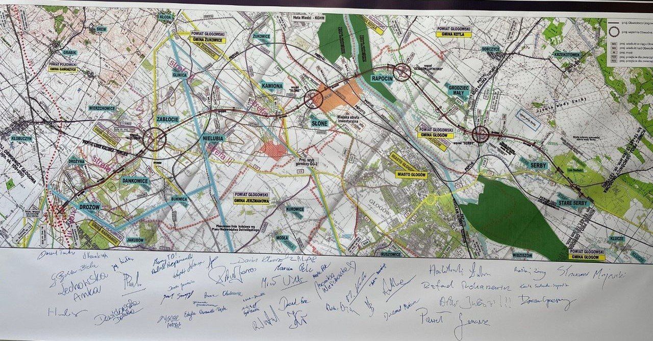 Mapa z przebiegiem obwodnicy miasta