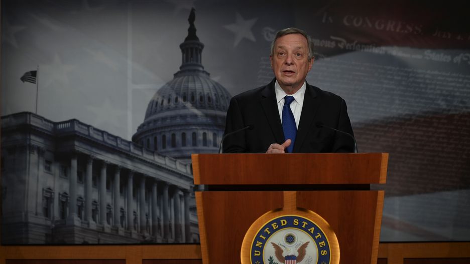 U.S. Senator Dick Durbin (D-IL) speaks during a news conference at the U.S. Capitol, in Washington, U.S., February 2, 2021.