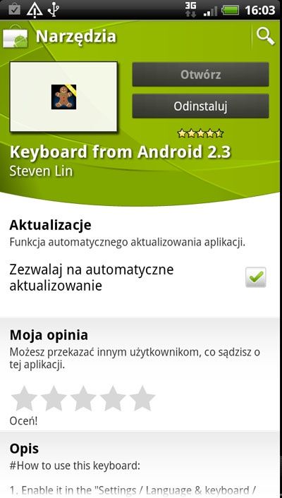 Instalowanie klawiatury z Gingerbread na każdym telefonie z Androidem
