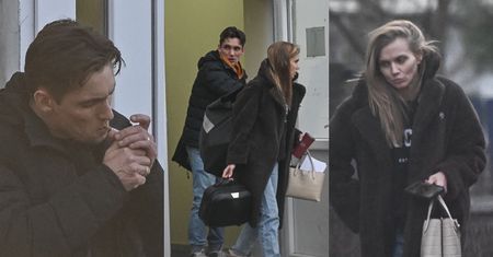 Agnieszka Kaczorowska i Filip Gurłacz wracają z treningu do "TzG". Aktor musiał odreagować wycisk z trenerką, puszczając dymka