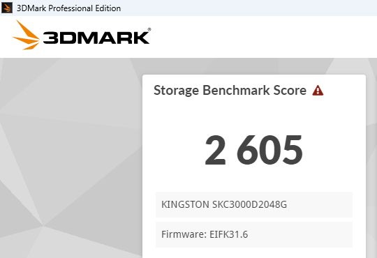 Kingston KC3000 2TB - 3DMark Storage Benchmark