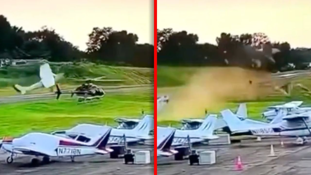 Samolot wleciał w helikopter. Przerażające nagranie wypadku w USA