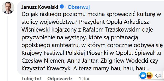 Wypowiedź posła Janusza Kowalskiego dotycząca Ralpha